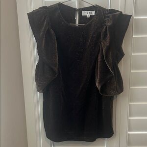 THML Metallic Brown Ruffle Sleeve Blouse